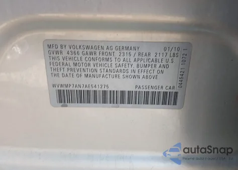 2010 Volkswagen Cc Sport из США, поврежденный, VIN WVWMP7AN7AE541275